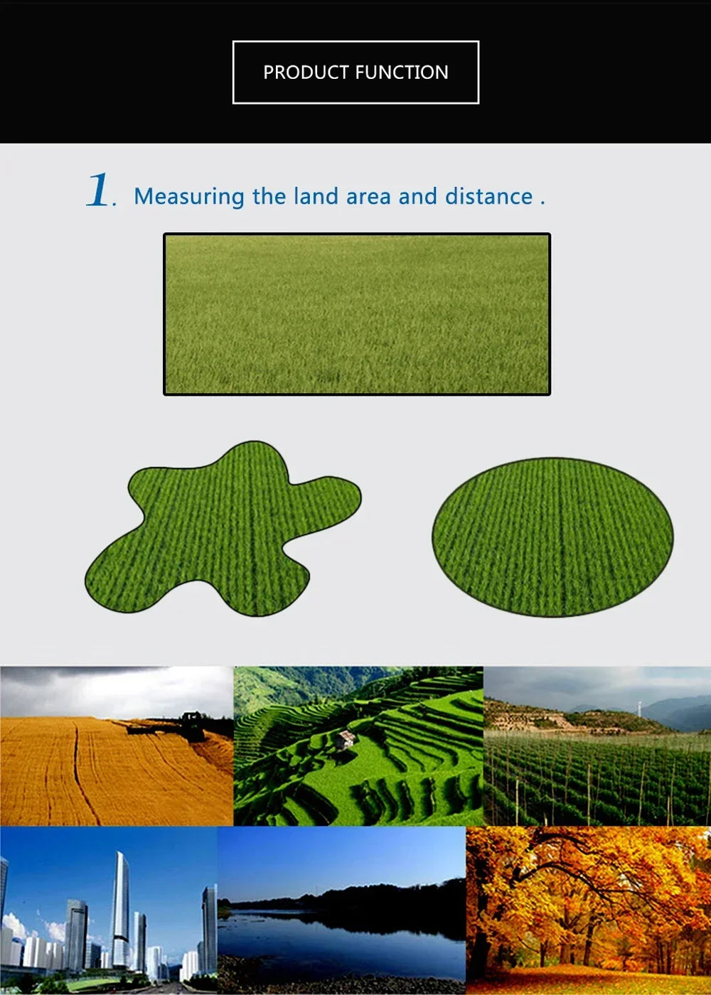 Collage of green fields and landscapes with text on product function.