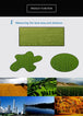 Collage of green fields and landscapes with text on product function.
