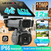 GPS LS VISION solar security camera with 4G AOV tracking, 12x optical zoom, dual lenses, 24/7 recording, IP66 waterproof design, and phone app display