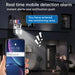 GPS outdoor security camera detects an intruder at night and sends an instant mobile alert while its spotlight illuminates the monitored entrance