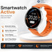 Orange smartwatch with round touch display, Bluetooth calling, built in microphone, heart rate monitoring, sleep tracking and up to 7 day battery life