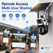 GPS solar powered dual lens PTZ security camera mounted outdoors with remote monitoring on phones and tablet for multi user access and live home surveillance