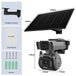GPS solar surveillance camera measurement diagram with solar panel, camera, mounting bracket, manual, and screws labeled 232 mm, 180 mm, 166 mm, 150 mm, and 110 mm