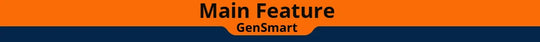 Orange and navy banner reading Main Feature and GenSmart
