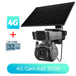 GPS outdoor 4G solar security camera with dual lenses, large solar panel, smart tracking design, and 32GB SD card shown for local video storage