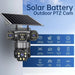 GPS solar powered outdoor PTZ security camera with three lenses, solar panel, night vision, waterproof housing, two way audio, built in battery, and phone monitoring features