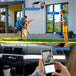 GPS solar outdoor security camera showing two way audio communication between a homeowner and child with live footage viewed on a smartphone