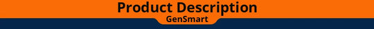 Product description banner with orange and navy background and GenSmart branding