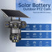GPS solar battery outdoor PTZ security camera with three lenses, solar charging panel, night vision, waterproof housing, two way audio and 360 degree monitoring